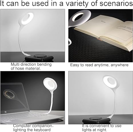 USB desk ring light with sturdy base and 360 degree rotation