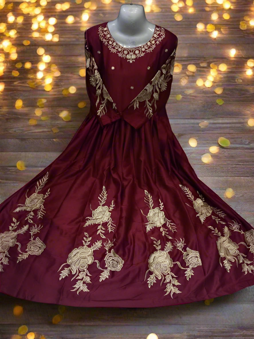 1-Piece Shamoz Silk Embroidered Unstitched Suit – Women
