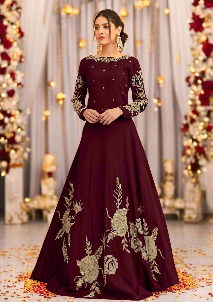 1-Piece Shamoz Silk Embroidered Unstitched Suit – Women