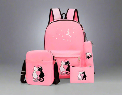 4 piece kids school bag set – backpack lunch bag pencil case shoulder bag