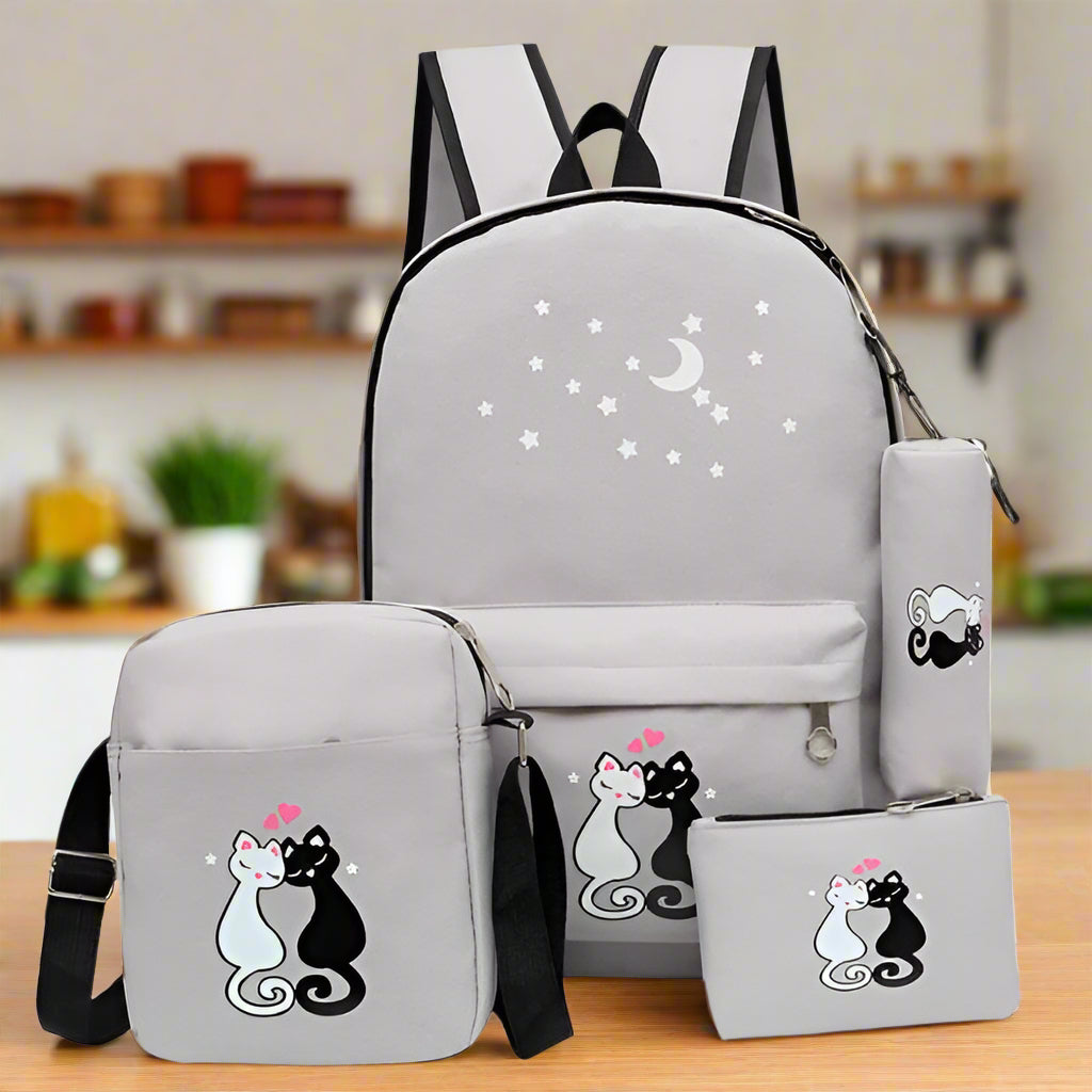 4 piece kids school bag set – backpack lunch bag pencil case shoulder bag
