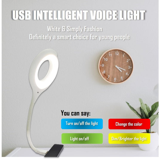 Hands-free voice control USB ring light for desk or table