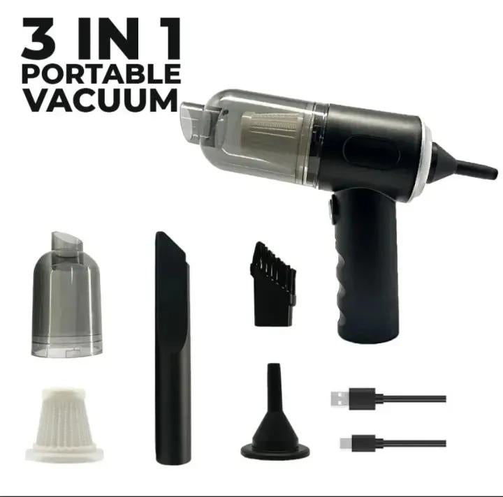 3-in-1 Portable Car Vacuum Cleaner | Wireless, Rechargeable & Multi-Functional Handheld Vacuum for Home, Car & Sofa