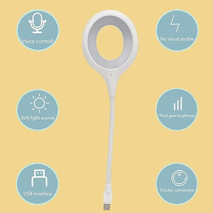 USB Smart Voice Control Table & Ring Light – Adjustable Brightness, 360° Rotation, RGB Color Modes