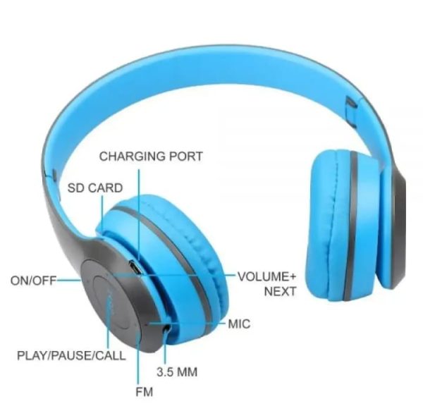 P47 Wireless Bluetooth Headphones – Foldable, Lightweight, with Mic & FM