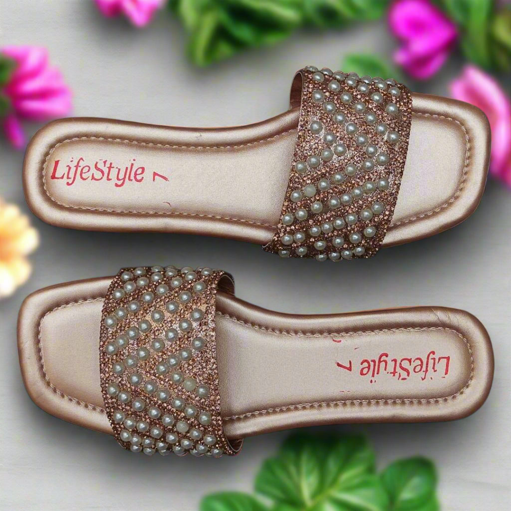 Stylish Women Casual Flats PU Fabric PVC – Front View