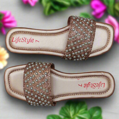 Stylish Women Casual Flats PU Fabric PVC – Front View